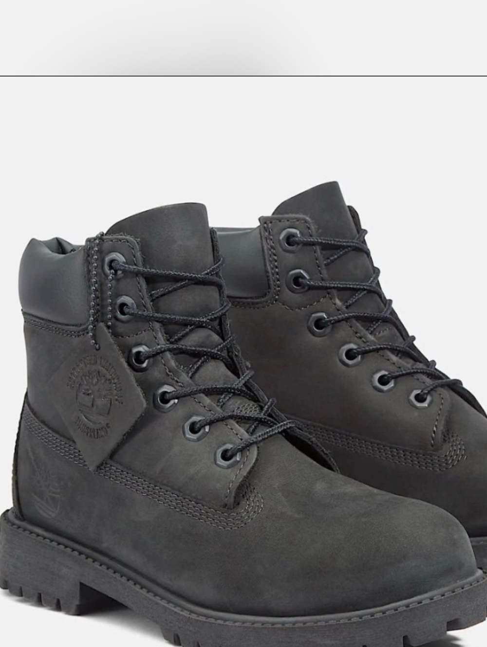 NIB Timberland Black Nubuck Lace-Up Work Boots SZ 5M JUNIOR